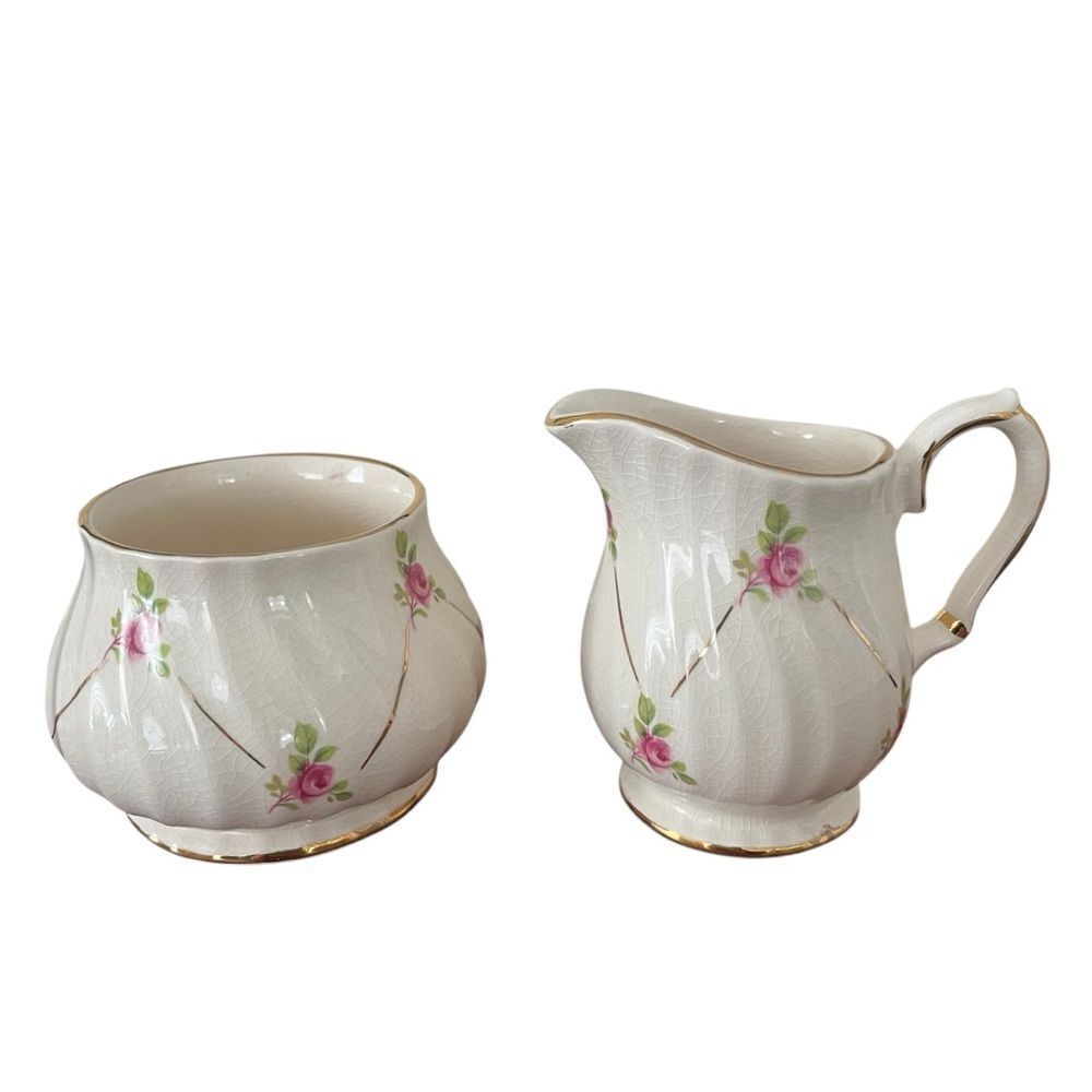 Vintage Mini Rose Cream and Sugar Set